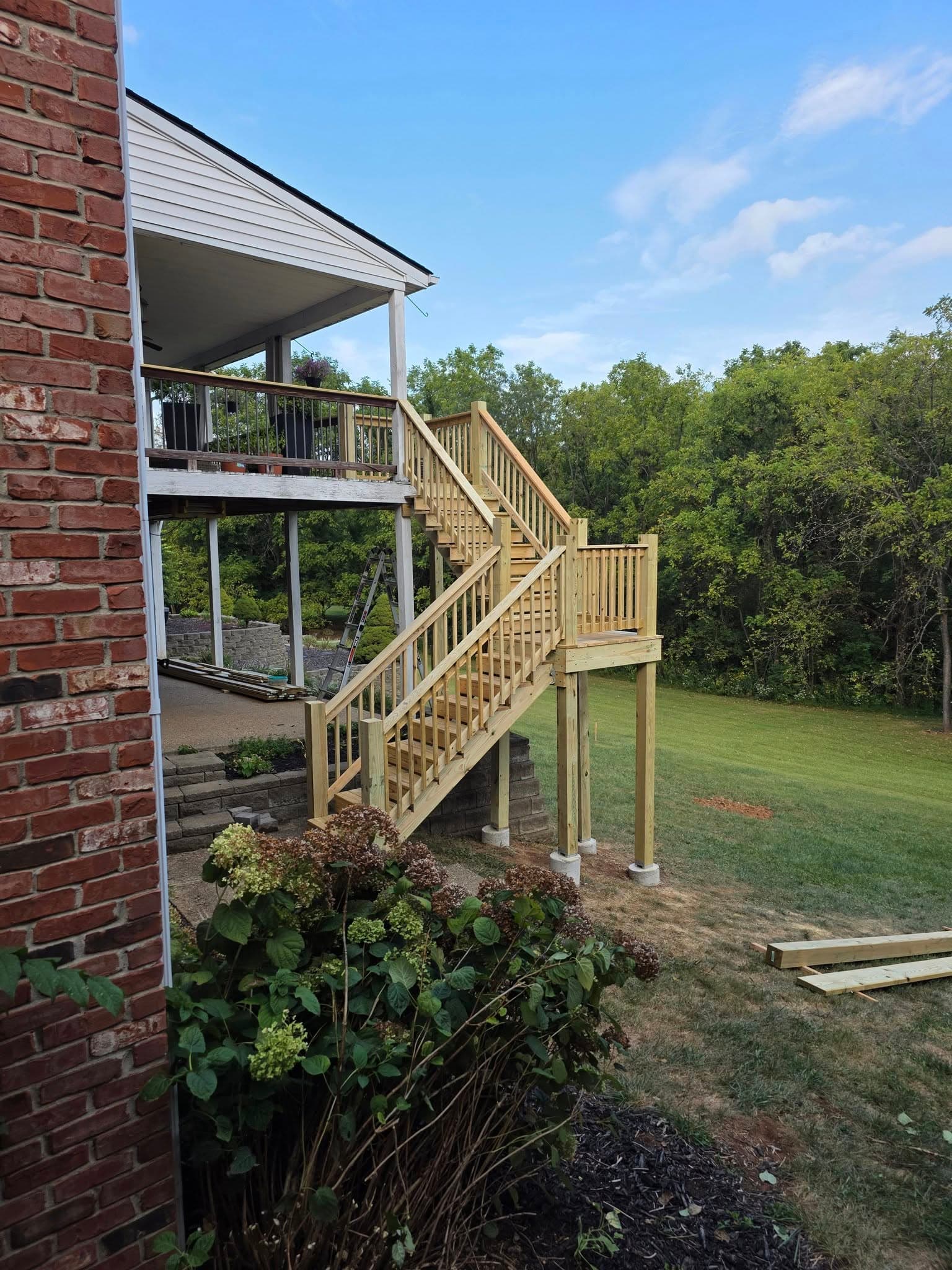 Finished wooden staircase