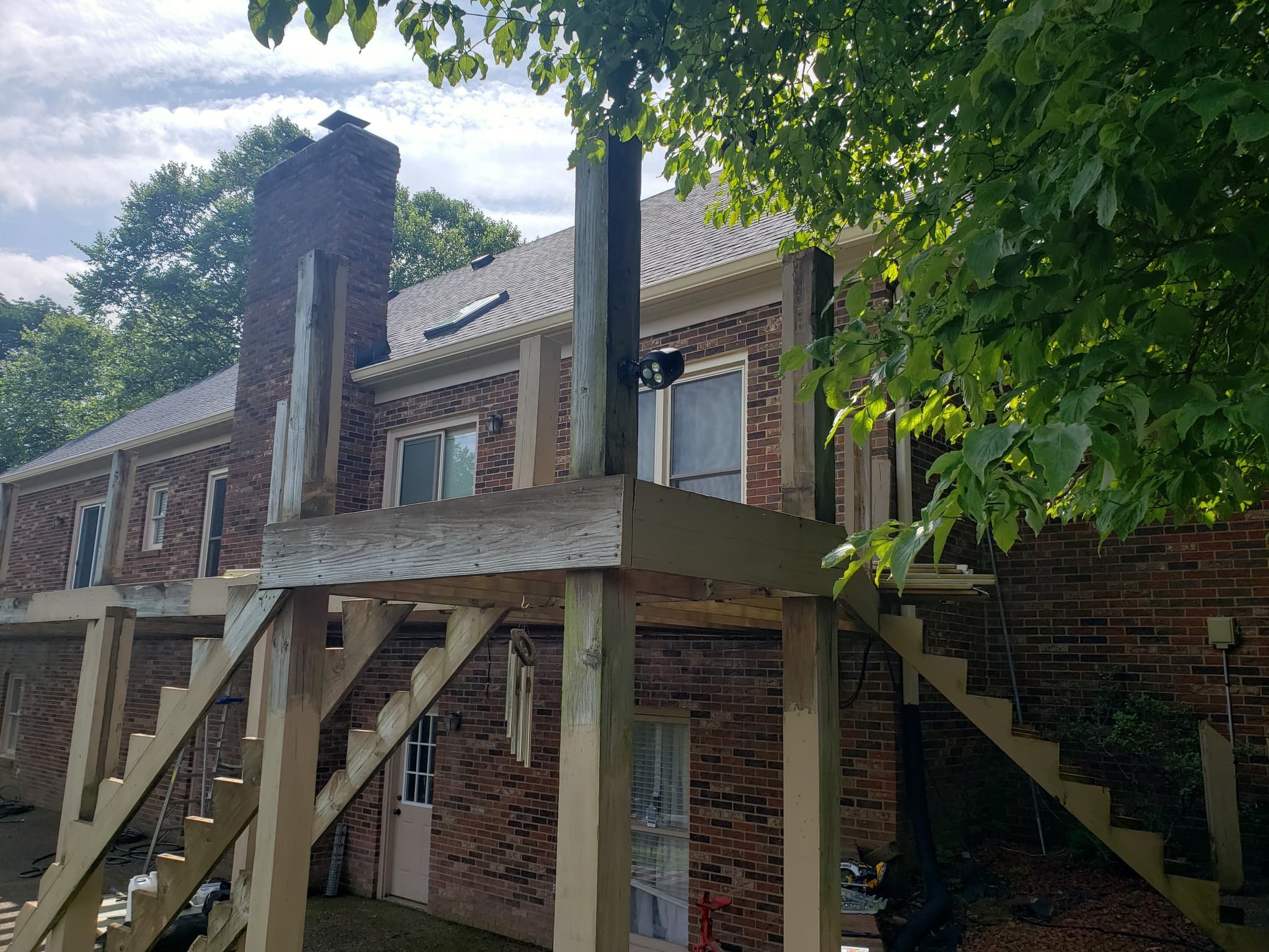 Deck framing in progress